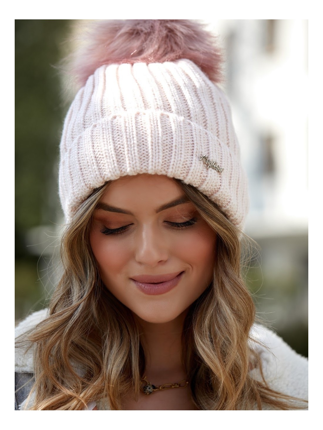 Light pink winter hat C1 - Online store - Boutique